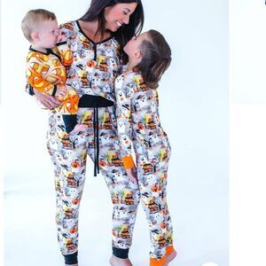BIRDIE BEAN CANDY CORN WOMEN'S LOUNGE SET BLACK/ORANGE S NWT IN‎ PKG